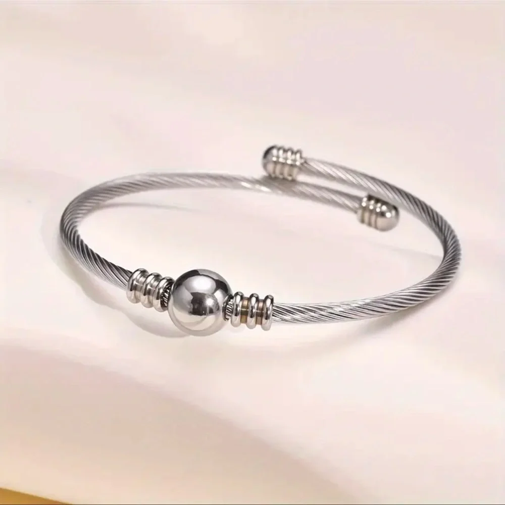 Silver Cable Adjustable Bracelet Stackable New NWT